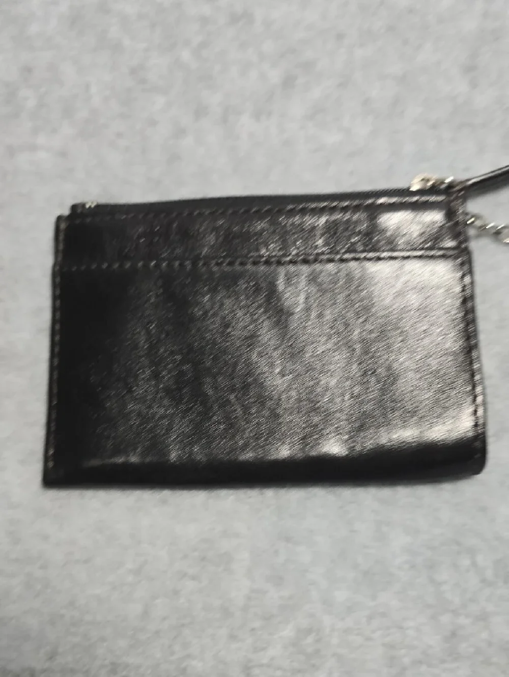 Coach Black Leather Zip Card Holder with Key Ring